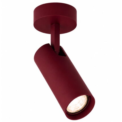 lensa burugndy surface mounted adjustable ceiling spotlight, 1 light, gu10, 8cm wide