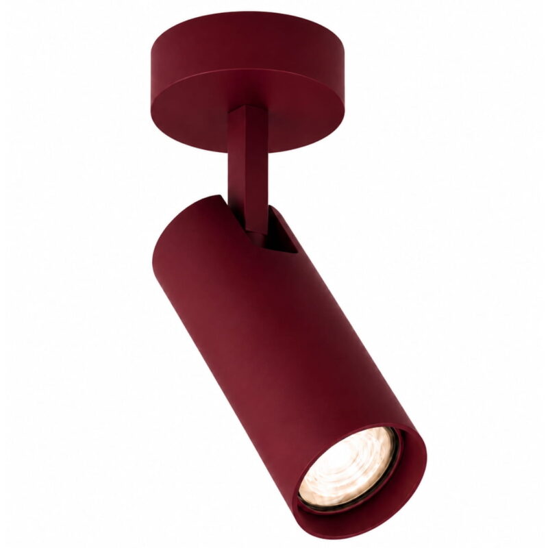 lensa burugndy surface mounted adjustable ceiling spotlight, 1 light, gu10, 8cm wide