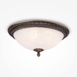 Pascal Bronze Ceiling Light, Flush Fitting, 3 Light, Metal, Glass, 37cm Wide