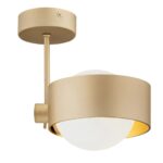 Simo IP44 Gold Semi Flush Ceiling Lamp, 1 Light, 14cm Wide