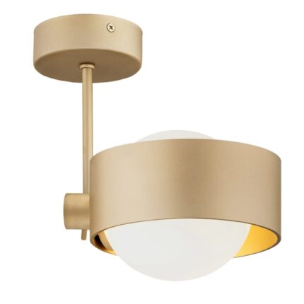 simo ip44 gold semi flush ceiling lamp, 1 light, 14cm wide