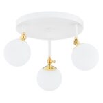 Tina IP44 Ceiling Light, 3 Lamp, White & Brass, Opal Glass, 35cm Wide