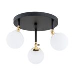 Tina IP44 Ceiling Spotlight, 3 Light, Black & Brass, Opal Glass, 35cm Wide