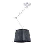 Zak Adjustable Pendant Lamp, Black Shade, Chrome Finish, 40cm Width