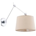 Zak Extendable Wall Lamp, Chrome, Beige Fabric Shade, 30cm Width