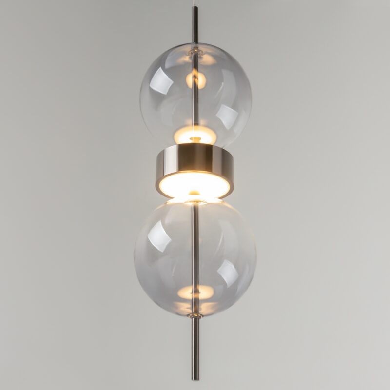 double moon black led pendant light, smoked glass, 3000k, 8w, 12cm wide