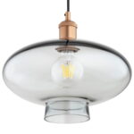 Trisca Smoked Glass Pendant Lamp, Copper Steel, 1 Lamp, 30cm Diameter