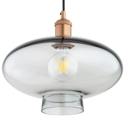 trisca smoked glass pendant lamp, copper steel, 1 lamp, 30cm diameter