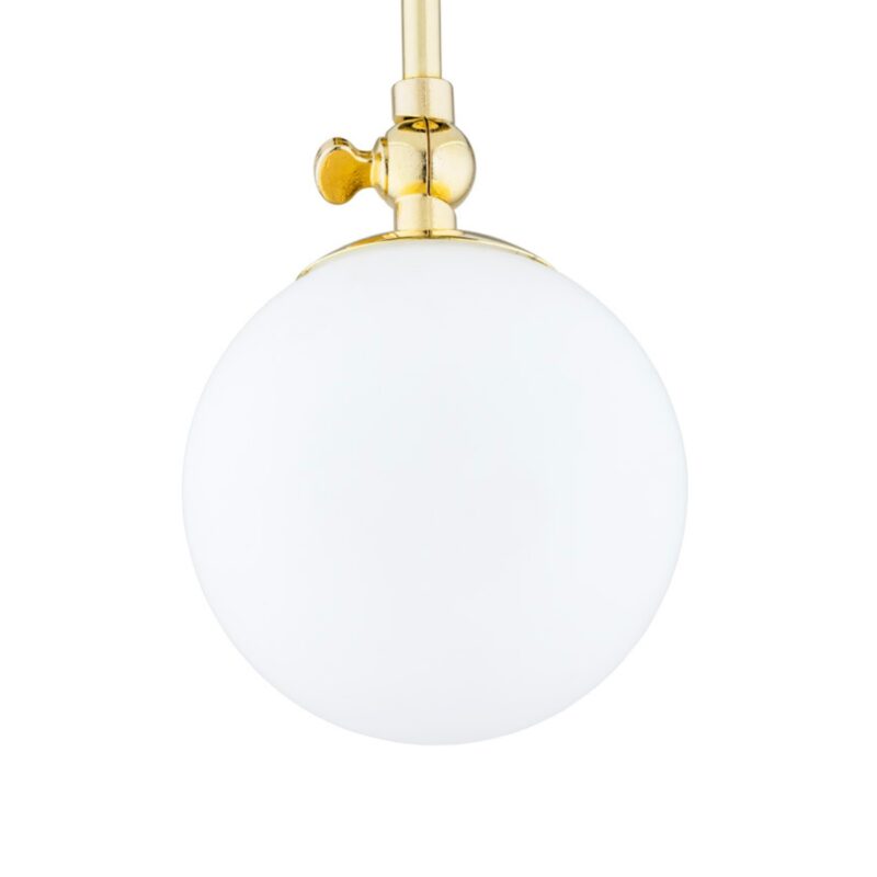 tina 1 lamp ceiling light, polished brass, opal glass globe, 12cm width