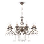 Grace 10 Arm Bronze Chandelier, Crystal, Metal, 85cm Wide