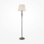 Grace Bronze Floor lamp, Beige Fabric Shade, Crystal Detail, 165cm Height