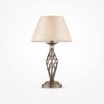 Grace Bronze Table lamp, Beige Lampshade, Crystal Detail, 55cm Height