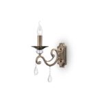 Grace Bronze Wall Light, 1 Lamp, Metal, Crystal Glass, 12cm Wide