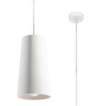 Gula White Ceramic Pendant Lamp, 1 Light, Metal Suspension, 16cm Diameter
