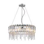 Hail Chrome Pendant Light, 8 Lamp, Crystal Glass, Metal, 60.5cm Wide