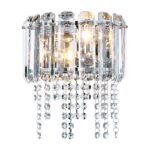 Hail Chrome Wall Light, Crystal Glass, 2 Lamp, Metal 23.50cm Wide