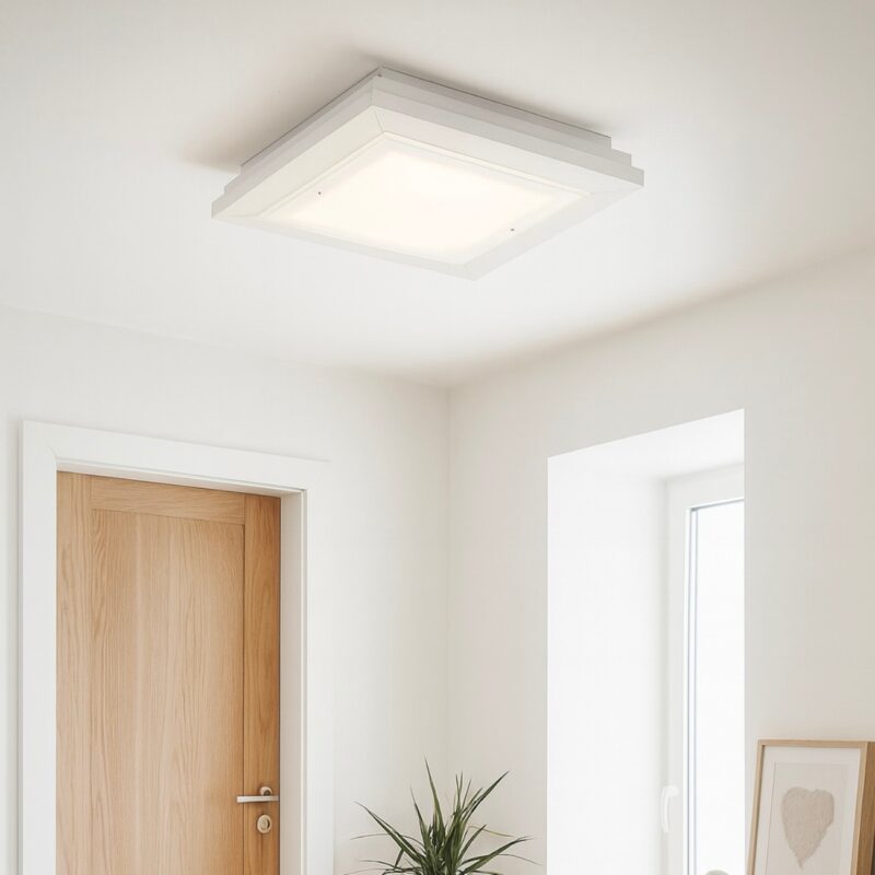tayber medium cream white flush ceiling lamp, 4 lamp, glass, wood, 42cm wide