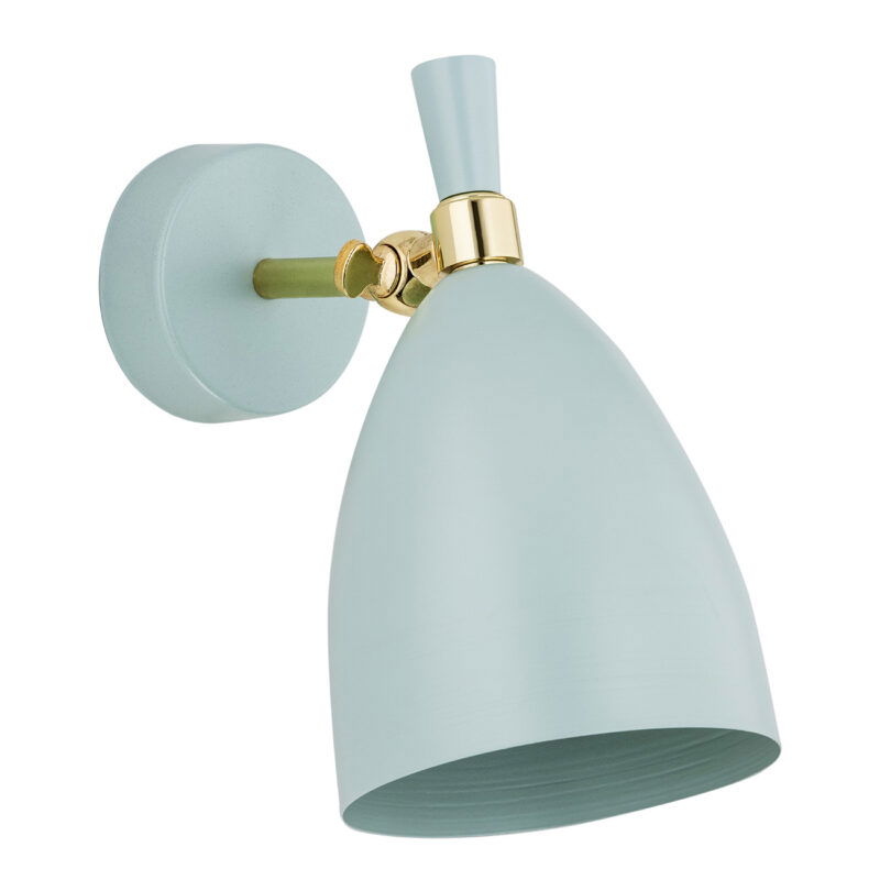 Harlot wall light brass pivot mechanism and bell shade detail.