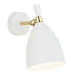 Harlot Wall Lamp, White, Brass, 1 Light, Adjustable