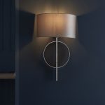 Oratio Wall Light, Silver Leaf Ring, Mink Half Drum Shade