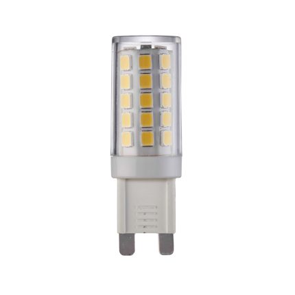 g9 led, non dimmable, cool white 4000k, 3.5w switched off on white background.