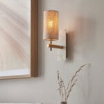 Arari Up Down Wall Lamp, Cylinder Shade, Marble, Brass