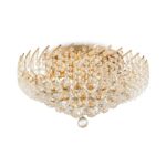 Karolina 9 Light, Gold Flush Ceiling Lamp, Crystal, 51cm Wide