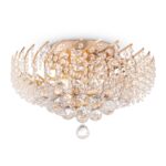 Karolina Gold Flush Ceiling Light, 6 Lamp, Crystal Glass, 41cm Wide