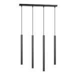 Kelthorn 4 Light Tube Pendant Lamp, Black, 60cm