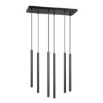 Kelthorn 6 Lamp Tube Pendant Light, Black, 59cm