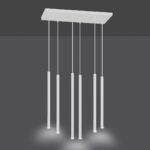 Kelthorn 6 Lamp Tube Pendant Light, White, 59cm