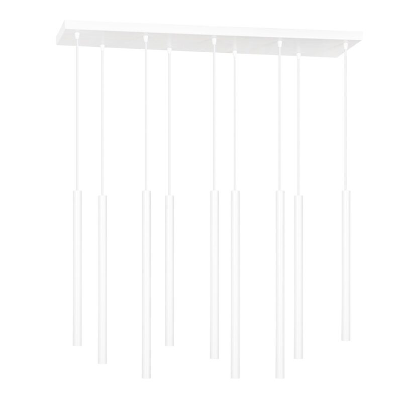 Nine light white pendant lamp on a white background. 