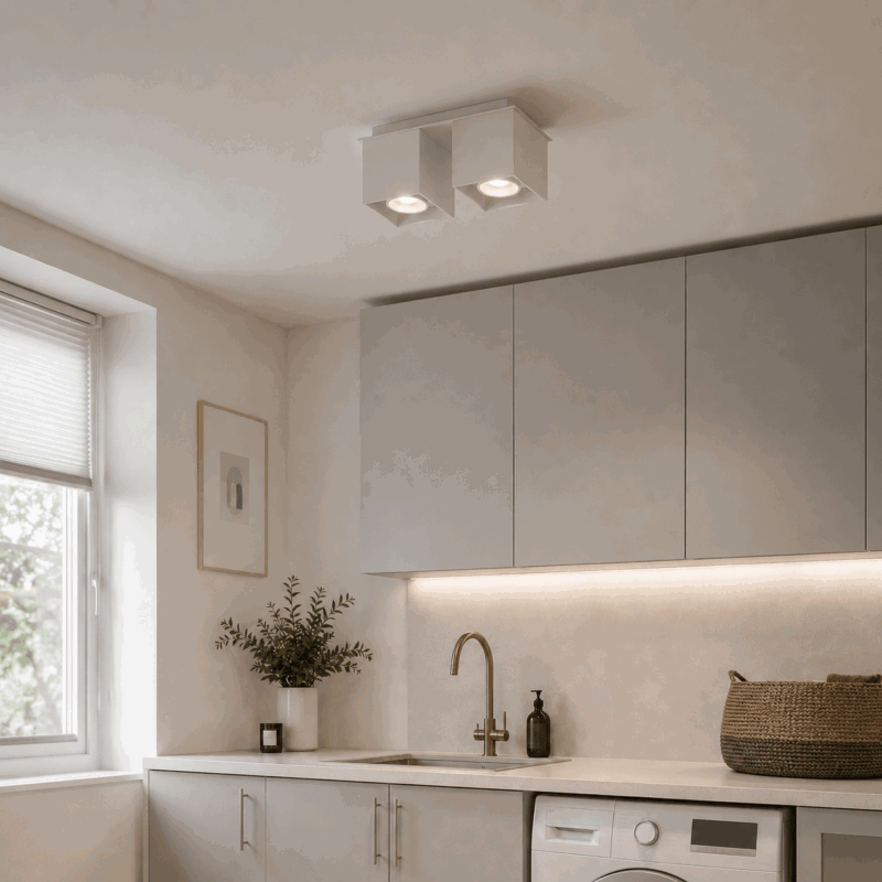 kwad white double surface mounted ceiling spotlight, gu10, 26cm length