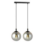 Kosmos Pendant Light, 2 Lamp, Black Suspension, Grey Glass, 40cm