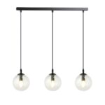 Kosmos Bar Pendant Light, 3 Lamp, Black Frame, Clear Glass, 70cm