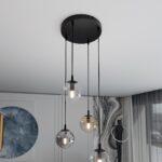 Kosmos 4 Lamp Pendant Light, Multi Drop, Black, Grey, Amber and Clear Glass, 40cm