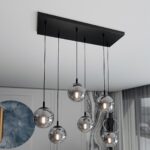 Kosmos Pendant Lamp, 6 Light, Grey Glass, 65cm