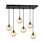 Kosmos Pendant Light, 6 Lamp, Amber Glass, 65cm