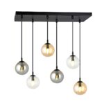 Kosmos 6 Lamp Pendant Light, Black, Amber, Clear And Grey Glass, 65cm