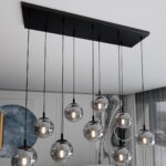 Kosmos Pendant Lamp, 9 Light, Grey Glass, 104cm