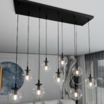 Kosmos Pendant Lamp, 9 Light, Clear Glass Shades, 104cm