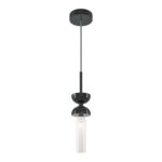 Kyoto Marble Pendant Lamp, Black, White Glass, 10cm Diameter
