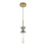 Kyoto Marble Pendant Lamp, Grey & Gold, White Glass, 10cm Diameter