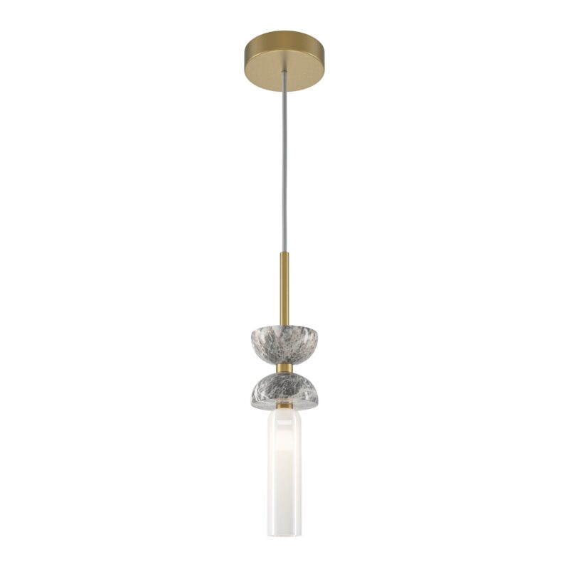 Kyoto Gold and grey Pendant luminaire , Metal and marble