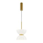 Kyoto Single Pendant Lamp, Gold & White, Glass, Metal, 22cm Diameter
