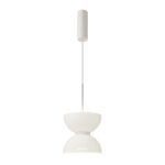 Kyoto Single LED Pendant Light, White Glass, Metal, 22cm Diameter