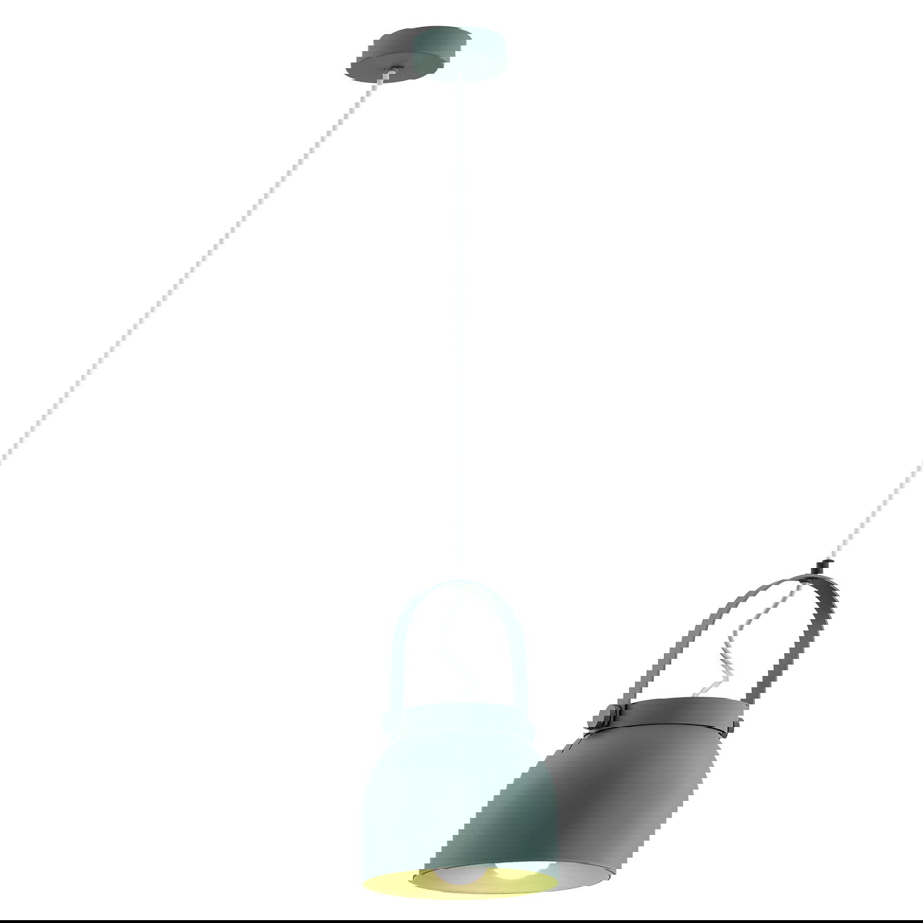 AL1Y0A3P7 - Main Image - Lagano Medium Pendant, Green, 20cm Lagano green pendant light with bell shade and steel construction.