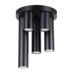 Laguna 5 Light Cylinder Ceiling Light, Black Metal, GU10, 25cm Diameter
