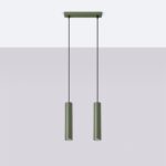 Laguna 2 Lamp Bar Pendant Light, Olive Green, Metal, GU10, 30cm Length