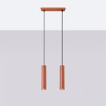 Laguna 2 Light Bar Pendant Lamp, Terracotta Red, Metal, GU10, 30cm Length
